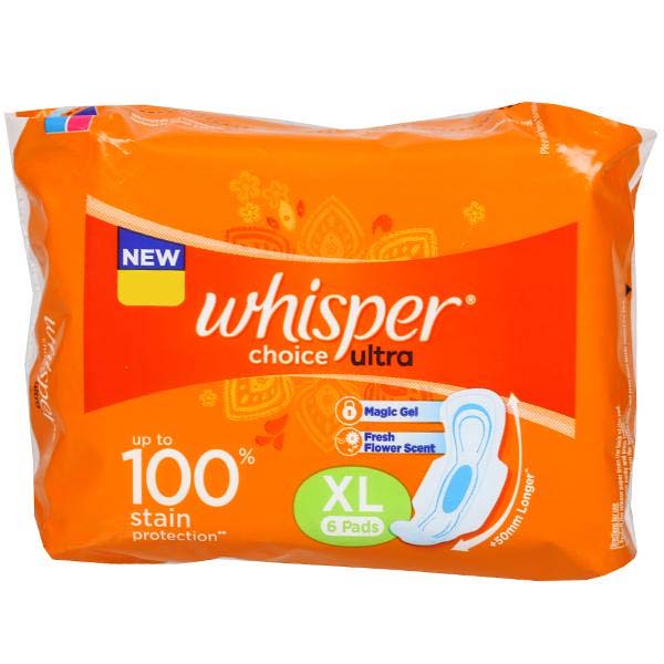 Whisper Choice Ultra Sanitary Pads XL (6 Pads) - Ehaatbd
